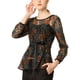 thumbnail image 1 of INSPIRAR CHIC Blusa de encaje con peplum para mujer, mangas de pulsera florales, top con cintura ajustable, 2XL, verde, 1 of 7