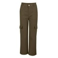 thumbnail image 4 of Clearance! Women's Mid Waist Three Pocket Long Pants Casual Workwear Cargo Trousers Green S Size, 4 of 6