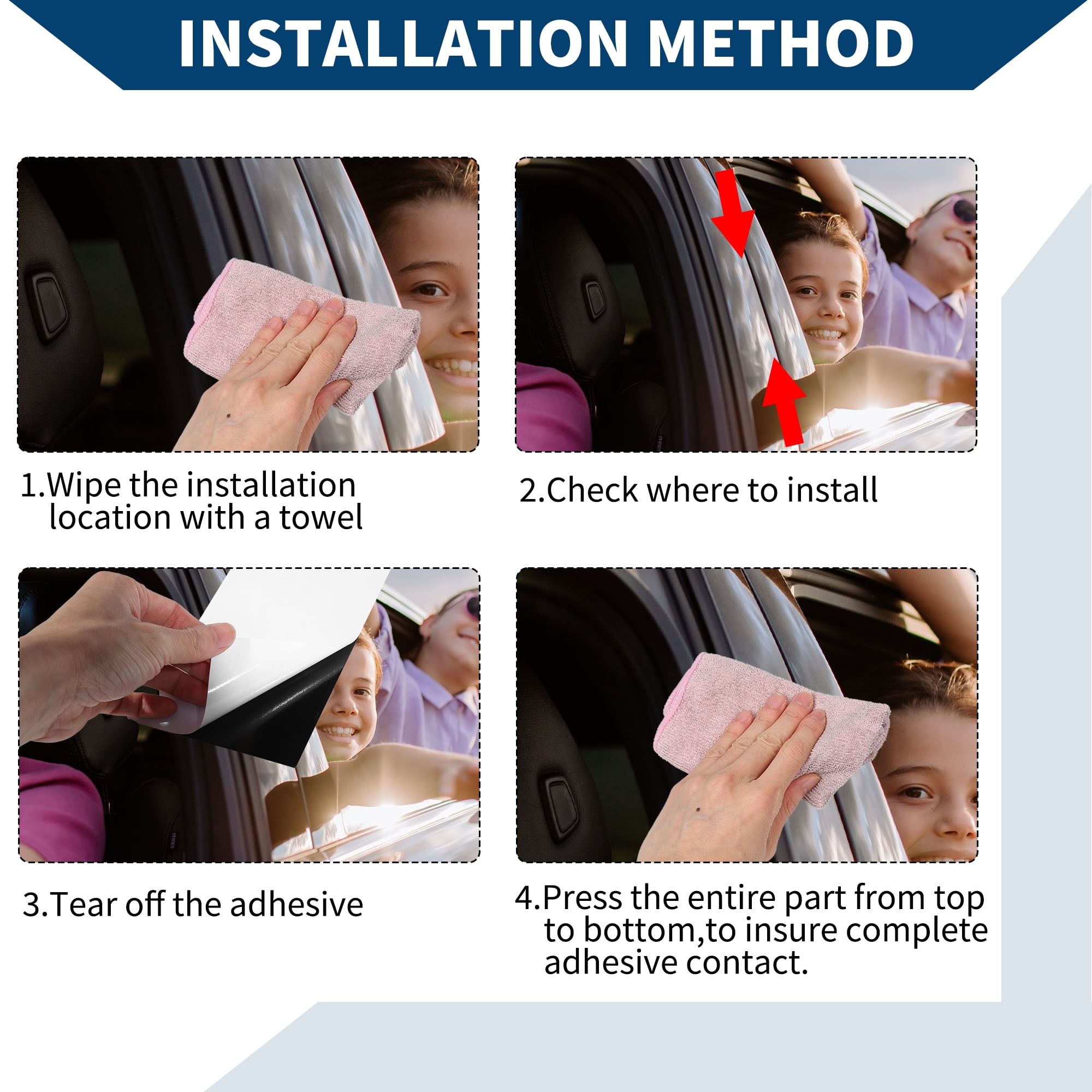 Unique Bargains Door Pillar Window Trim for Jeep Cherokee 2014-2020 Sticker Cover Black