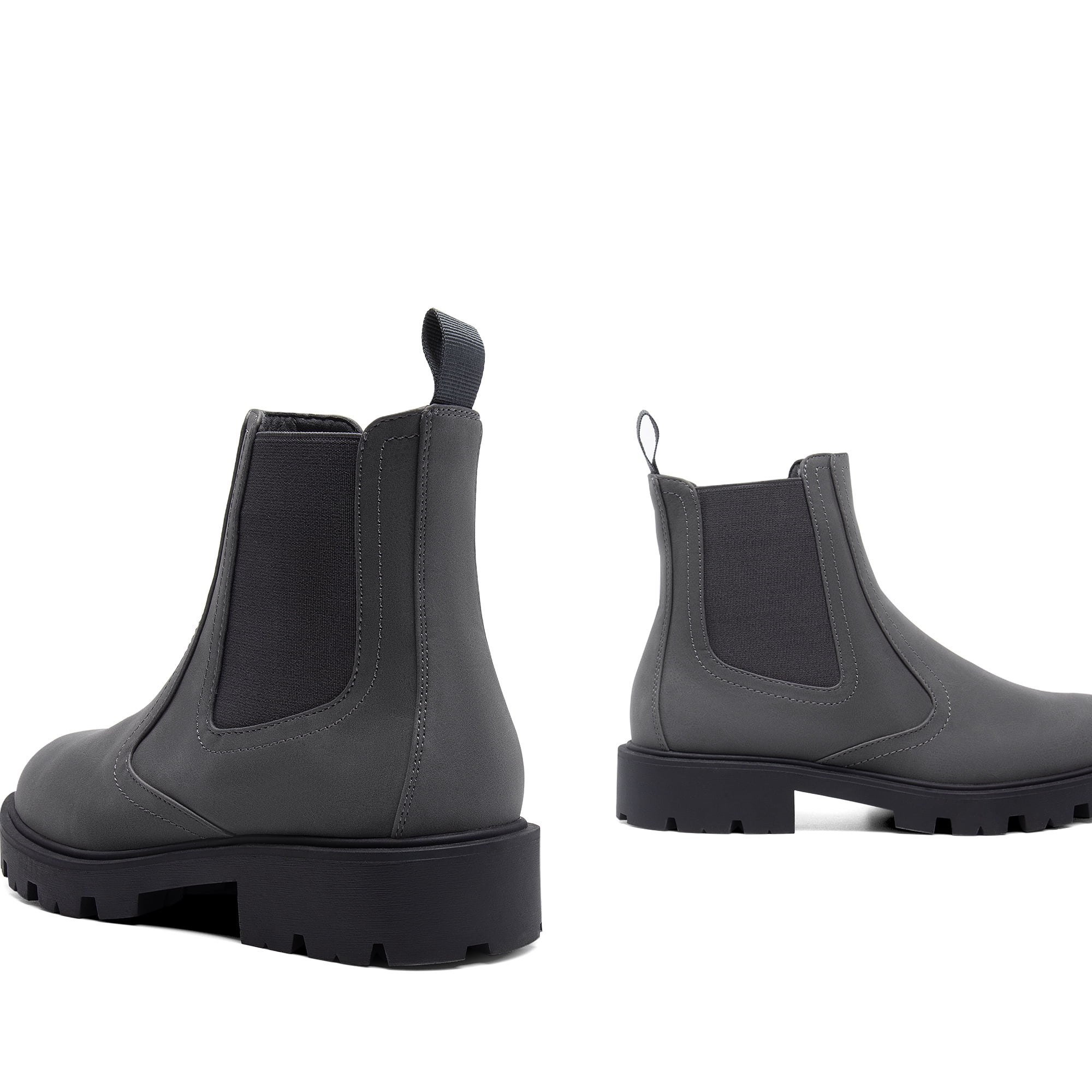 Women's Chunky High Round Toe Chelsea Booties Slip On Elastic Fall Short Boots