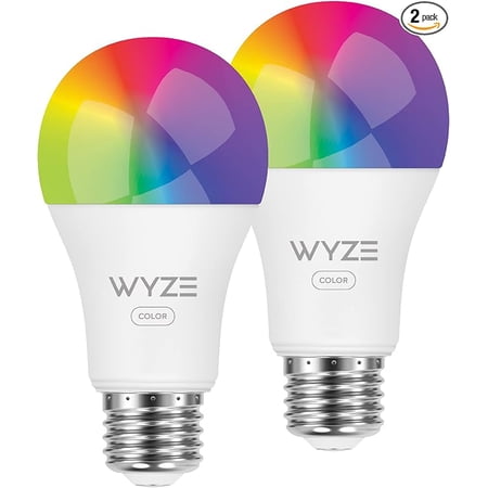 Wyze Bulb Color, 1100 Lumen WiFi RGB and Tunable White A19 Smart Bulb, Works with Alexa and Google Assistant, Two-Pack