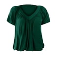 thumbnail image 4 of TODOZO Women's Pleated Casual Summer T Shirts T Shirts for Women Loose Fit Women's V Neck Soft Breathable Peplum Fit Enhancing Short Sleeve Shirt Made From Cotton Like Fabric, 4 of 4