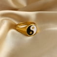 thumbnail image 2 of Unisex Stainless Steel Ring 18K Gold Plated Band 316L Titanium Steel Jewelry Ethnic Retro Pattern Souvenir Art, 2 of 2