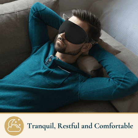 ComfiTime 3D Sleep Mask - 100% Blackout Eye Mask for Sleeping, Eye Covers for Men,Women,Kids, Contour Blindfold with Nose Baffle, Soft & Lightweight Sleep Eye Blinders , Latex-Free, Black