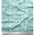 thumbnail image 1 of Soimoi Green polyester Crepe Fabric Leaves & Ranunculus Floral Print Sewing Fabric Yard 42 Inch Wide, 1 of 3