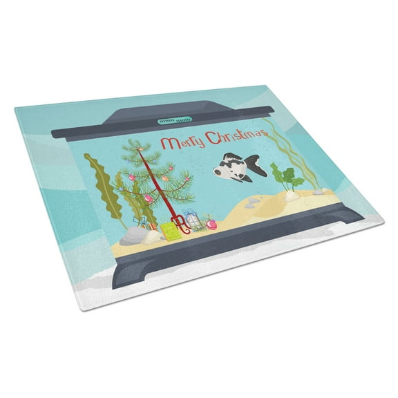 Carolines Treasures CK4519LCB Telescope Eye Goldfish Merry Christmas Glass Cutting Board Large, 12H x 16W, multicolor