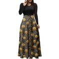 thumbnail image 2 of BaoFuBaoMei Halloween Womens Dress Plus Size Crew Neck Long Sleeve Halloween Cobweb Print Maxi Dress High Waist Patchwork Flowy Dresses for Party, 2 of 6