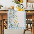 Hello Spring Table Runner, Spring Floral Watercolor Flower White Daisy ...