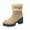 Khaki, variant on Busydd Ankle Boots for Women Casual Comfy Warm Fleece Womens Booties Chunky Heel Round Toe Zipper Winter Boots for Women 6.5
