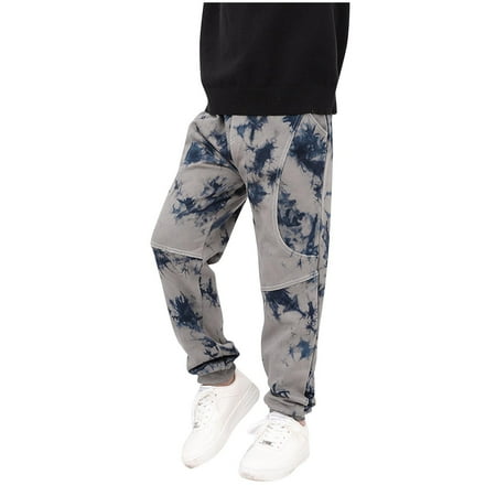 AINIYS Boys Camo Print Jogger Pants Elastic Waist Cuffed Casual Trousers for Playtime Gray 5 Years