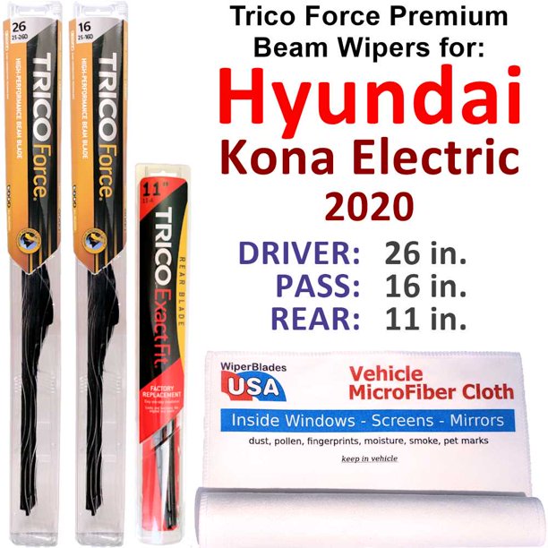 2020 Hyundai Kona Electric Performance Beam Wipers (Set of 3) w/Rear