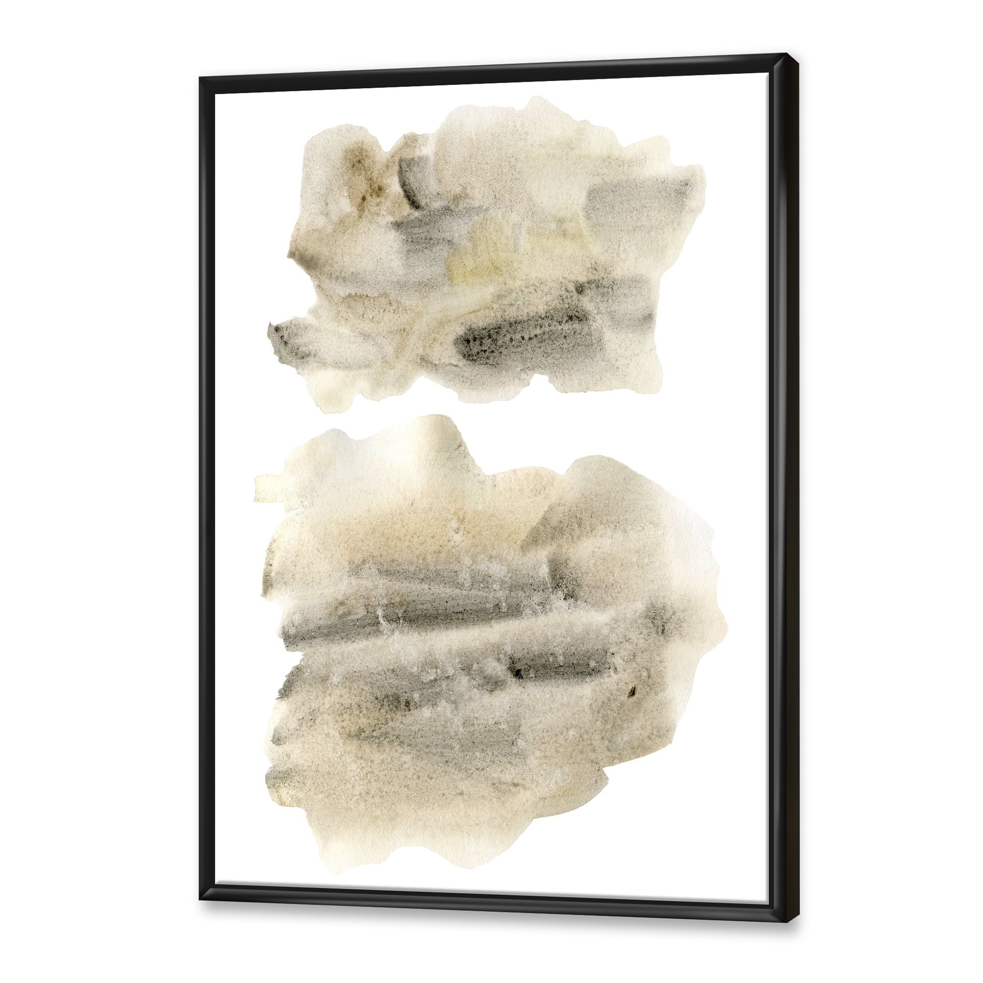 Designart 'Beige and Black Clouds' Modern Framed Canvas Wall Art Print