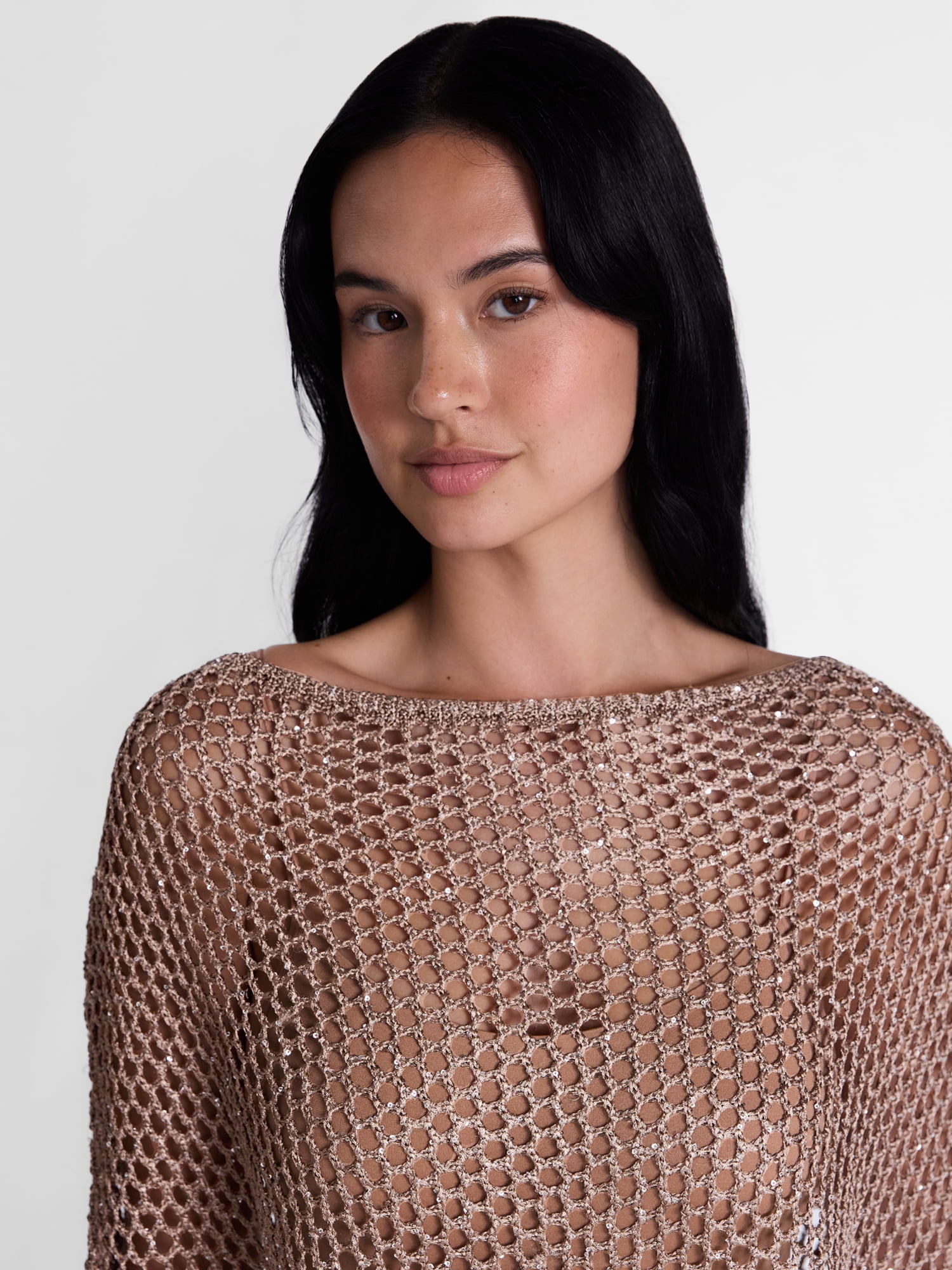 Madden NYC Women's Sequin Poncho, Sizes XS-XXL