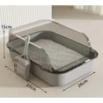 thumbnail image 6 of P Semi-Enclosed Cat Litter Box Splashproof Kitten Toilet Tray Pet Cleaning Basin with High Sides for Indoor Use, 6 of 9