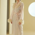 thumbnail image 4 of Kaemgyyd Robes for Women Satin Slik Long Sleeve Fuzzy Sleepwear Soft Comfy Belted Wedding Party Bathrobe, 4 of 4