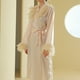 thumbnail image 4 of Batas con cuello peludo, bata de mañana para mujer, camisón largo de plumas, maquillaje de boda, dama de honor, grupo, boda, bata de baño de satén, camisón de mujer, 4 of 4