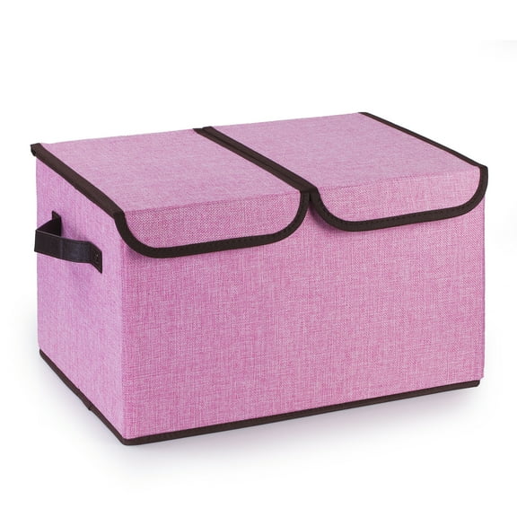 Enova Home Collapsible Storage Bins with Cover (Pink)