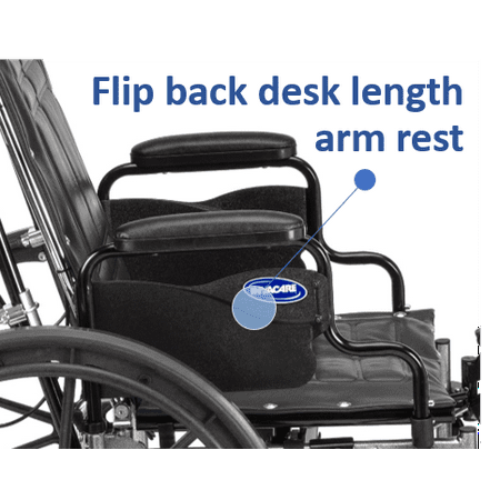 Invacare Tracer SX5 Recliner Wheelchair, With Desk Length Arms and T94HAP Elevating Legrests with Padded Calf Pads, 18" Seat Width
