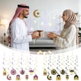 thumbnail image 4 of 8pcs Ramadan Mubarak Decorations, Eid Mubarak Hanging Swirl Shining Gold Star Moon Lantern Ceiling Decor, 4 of 8