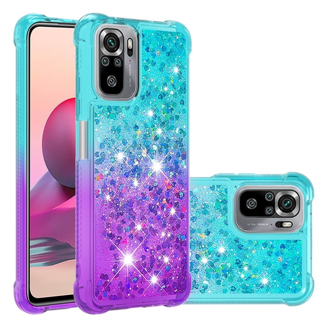 Funda para Xiaomi Redmi Note 10S 4G/Note 10 4G Transparente con Brillos Carcasa Protectora Antigolpes con Glitter Brillante