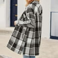 thumbnail image 4 of Goindgs Womens Jackets Fall Causal Coat Plaid Shirt Collar Oversized Trench Long Sleeve Drop Shoulder Loose Jacket Women's Sweater Black-L, 4 of 9