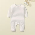 thumbnail image 2 of Loopsun Kids Long Romper, Children's Solid Round Neck Long Sleeve Long Romper Jumpsuit White,3-6 Months, 2 of 4