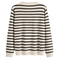 thumbnail image 6 of Wang6 Women Lightweight Oversize Cardigans Sweaters Trendy Long Sleeve Button down Knit Sweater Fall Crew Neck Striped Printed Knitted Outwear Tops Grey XXL, 6 of 7