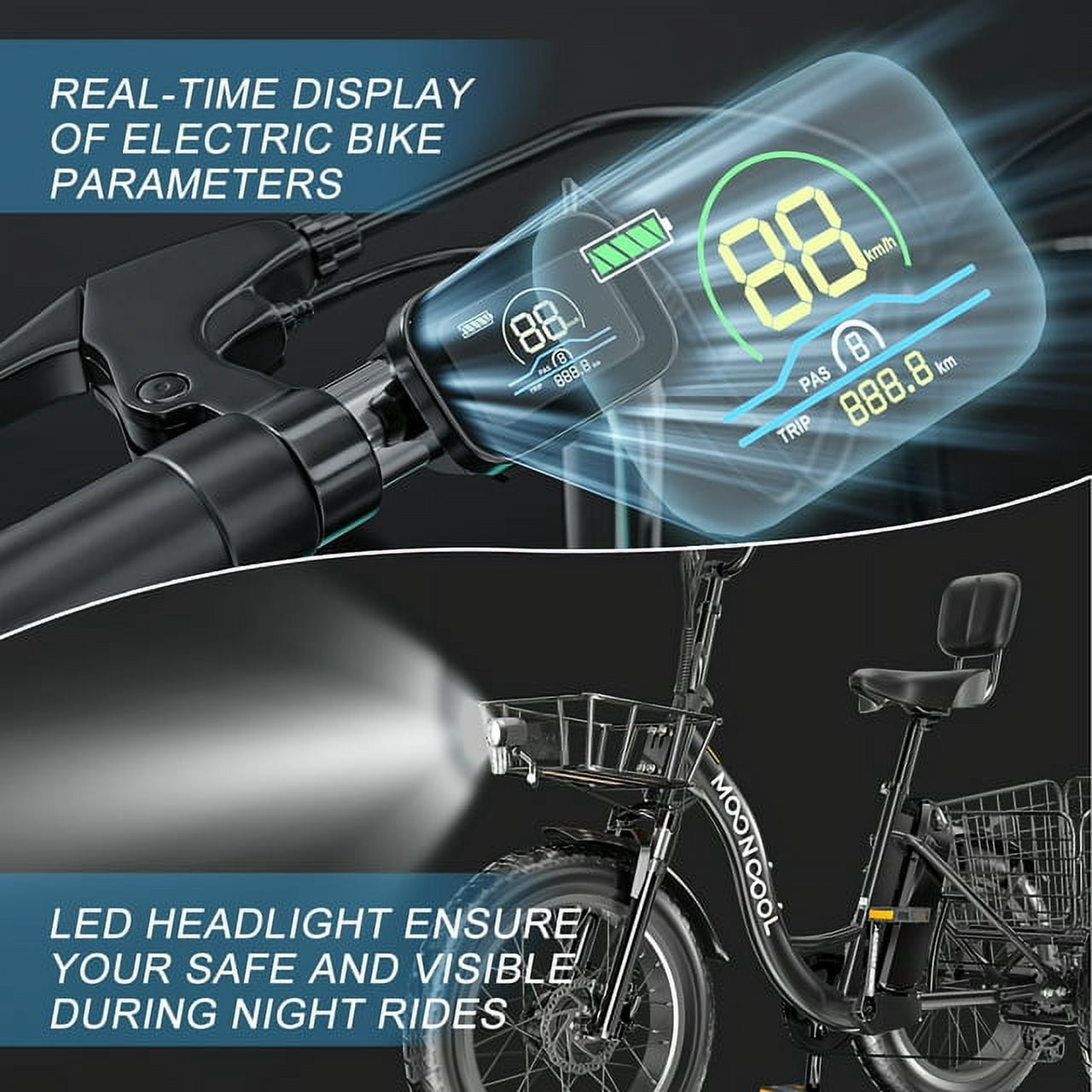 ABORON Electric Trikes for Adults Fat Tire 20" Electric Tricycle for Senior, 500W 3 Wheel E-Bike 48V 14.5Ah, 7 Speed Aluminum Electric Bicycle with Rear Basket, 25.6km/h(16mph)