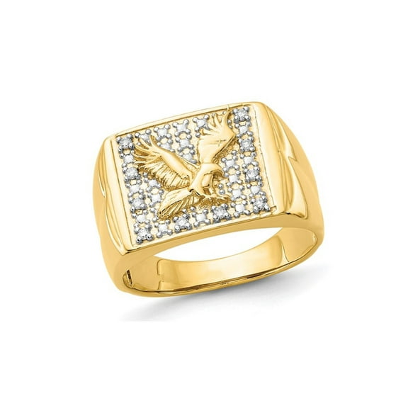 Gem & Harmony Mens 14K Yellow Gold Polished Eagle Ring (SIZE 10) for Men