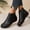 Black, variant on Women's Flat Ankle Boots Soft Leather Side Zip Hand Stitched Patch Toe Low Block Heel Casual Short Booties, Retro Slip Resistant Walking Chelsea Boots for Daily Commute Streetwear Brown 36