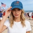 thumbnail image 2 of AJGRHE Washed Distressed Print Baseball Cap Unisex Adjustable Twill Hat For Independence Day Casual Wear Blue One Size, 2 of 4