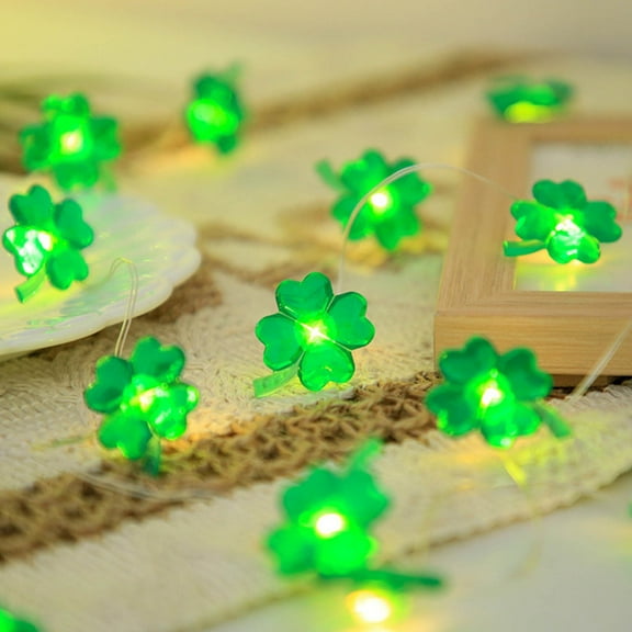 St Patricks Day Lights, St Patricks Day Decorations,6.6Ft 20 LED Battery Green Shamrock String Light, St Patricks Day Decor, Irish Party for Home Indoor/Outdoor Green Party Decorations