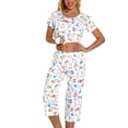 thumbnail image 4 of Homgro Women's Cute Capri Pajama Set Cotton Blend Cartton Pajamas Plus Size Comfy Short Sleeve Lightweight Pjs Patterned5 Medium, 4 of 4