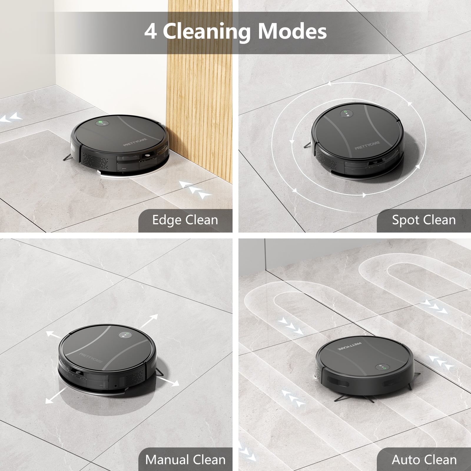 Prettycare C2 3 in 1 Robot Vacuum Mop and Sweep Combo Cleaner, Black-v2 Prettycare C2 3 in 1 Robot Vacuum Mop and Sweep Combo Cleaner, Black-v2 - Image 5