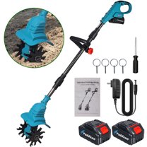 Paddsun Cordless Tiller Cultivator, 21V Electric Garden Tiller 9In Tilling Width and 6.5In Depth Garden Rototiller for Lawn Gardening Soil Cultivation