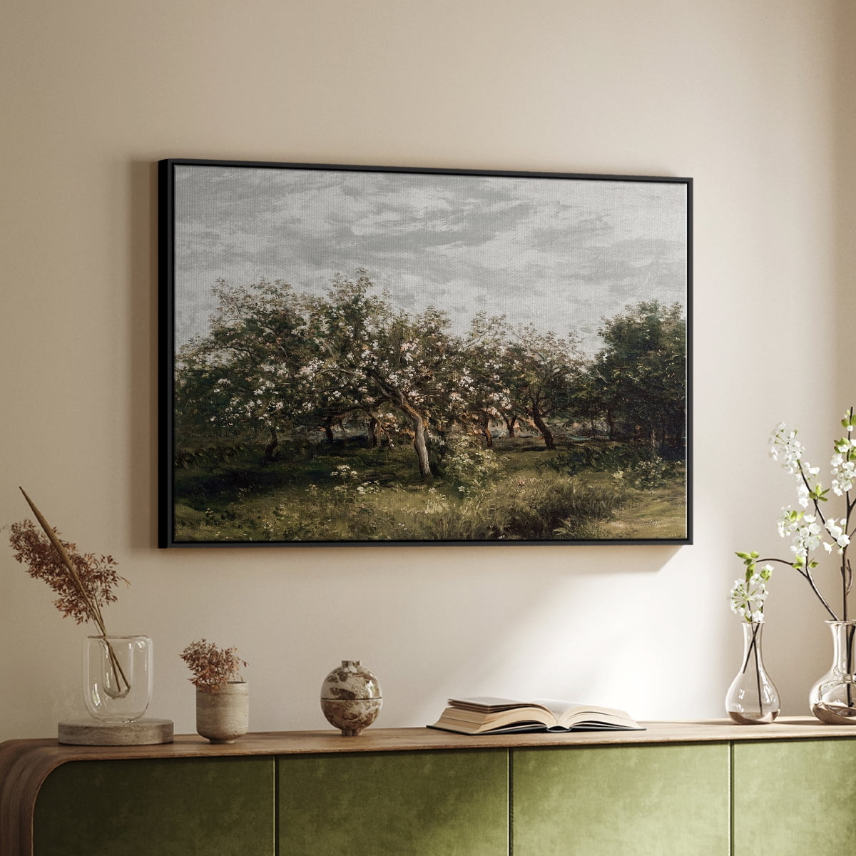 Vintage Landscape-MI By Wexford Home Framed in Black Wood Gallery Wrapped Canvas 27 in. x 41 in.