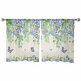 thumbnail image 7 of Sheer Curtains 45 inches Long, Hydrangea Eucalyptus Butterfly Floral Watercolor Retro Linen Light Filtering Sheer Window Curtains Rod Pocket Voile Drapes for Living Room, 52"W x 45"L 2 Panels, 7 of 7