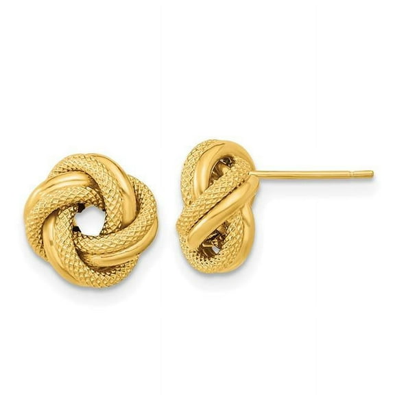 Primal Gold 14 Karat Yellow Gold Textured Double Love Knot Post Earrings