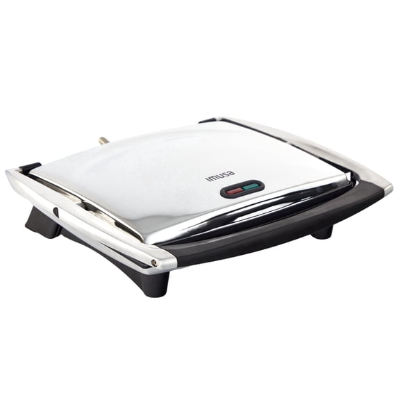 IMUSA 12x10in Stainless Steel Electric Panini Press with Temperature Control, Nonstick Plates for Sandwiches, Grilled Paninis, Quesadillas, and More