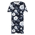 thumbnail image 4 of Ygbgbb Women's Plus Size V‑Neck Short Sleeve Dark‑Tone Floral Print Midi Dress, Relaxed A‑Line Dress with Side Pockets for Casual Beach Trips Multicolor XL, 4 of 8
