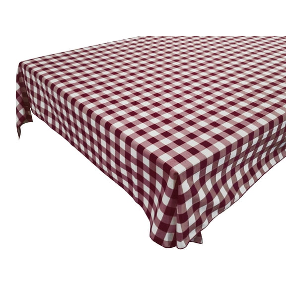 Cotton Gingham Checkered Tablecloth Burgundy
