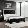 thumbnail image 3 of Reve & Belle King Bed with LED Lights Solid & Manufactured Wood Black, 3 of 3