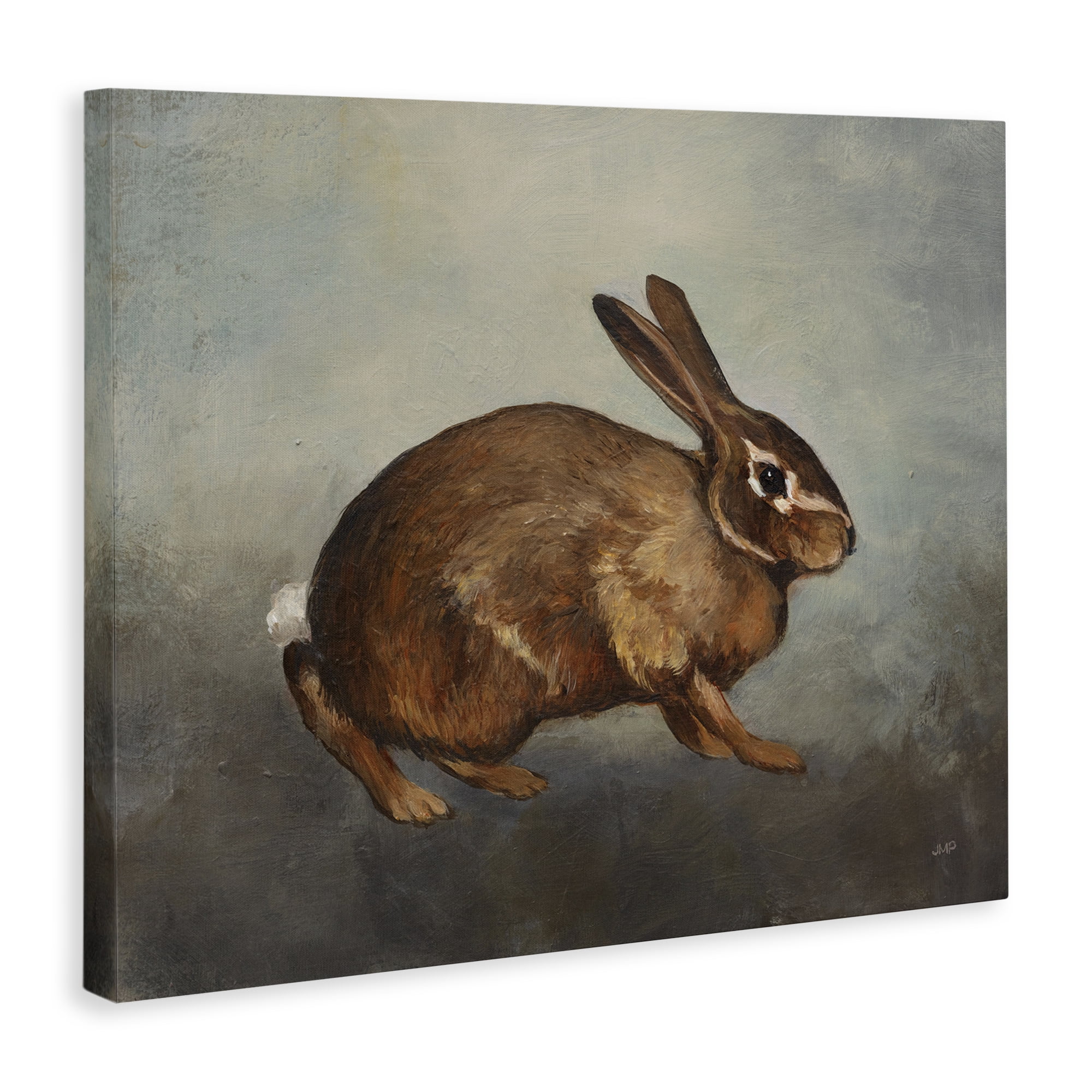 Stupell Industries Brown Rabbit on Grey Animals & Insects Painting Gallery Wrapped Canvas Art Print Wall Art, 30 x 24