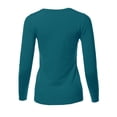thumbnail image 3 of A2Y Women's Fitted Crew Neck Long Sleeve Pullover Classic Sweater Teal XL, 3 of 5