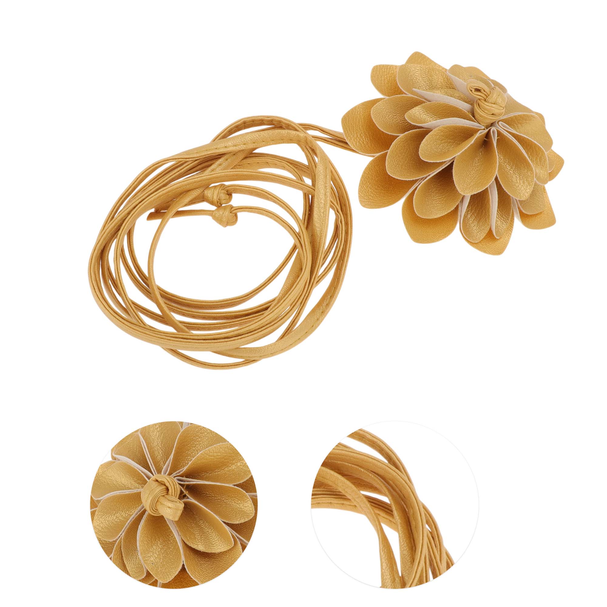 Unique Bargains Versatile Long Adjustable Waist Belt for Women Gold Tone