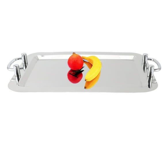 Stainless Steel Serving Tray, Serving Platter with Handles, Large Mirror Polish Sizzle Plate, Tea Drink Platter Snack Tray for Party, Buffet, Eating,