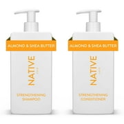 Native Strengthening Shampoo & Conditioner Set, Almond & Shea Butter, Sulfate & Paraben Free, 16.5 oz