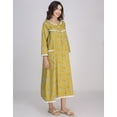 thumbnail image 3 of Moomaya Women's Cotton Maxi Nightdress | Printed A-Line Sleepwear | 3/4 Sleeve Round Neck Lounge Dress, 3 of 8