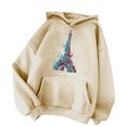 thumbnail image 3 of Sweat à Capuche pour Femmes Mode Femmes Décontracté Imprimé T-shirt à Manches Longues Chemisier Col Rond Casual Tops Pull-Over Cordon de Serrage Sweatshirt, 3 of 4