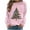 Pink, variant on Women's Christmas Sweatshirt Long Sleeve Crewneck Tree Printed Pullover Tops White XL